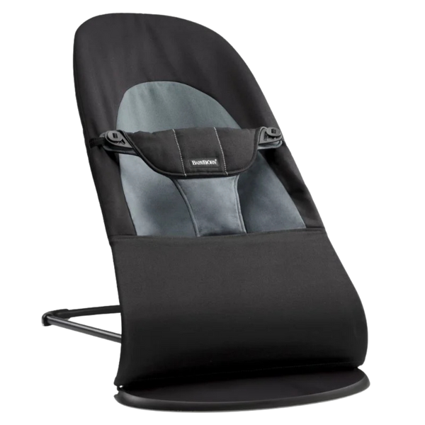 Balansoar BabyBjorn Balance Soft Black/ Grey, Bumbac cu bara de jucarii